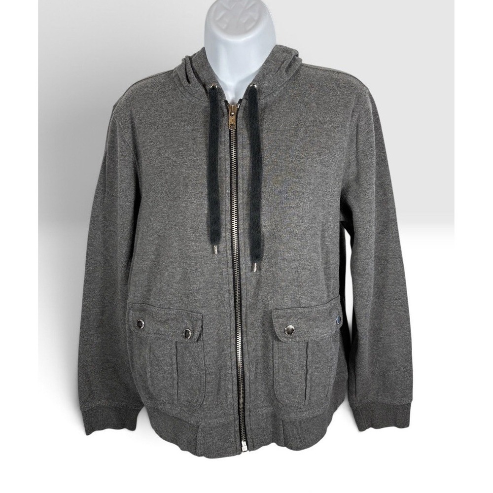 Lauren Ralph Lauren Women's L Full Zip Hoodie Cargo Pockets Gray -2297
